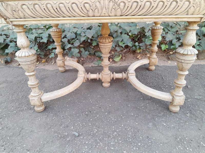 A 19th Century Dutch Heavily Carved Oak Table In A Contemporary Bleached Finish