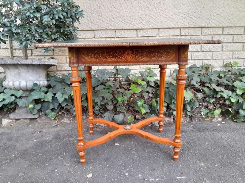 A 20th Century French Style Walnut and Gilt Metal  Games Table with Tooled Leather Top