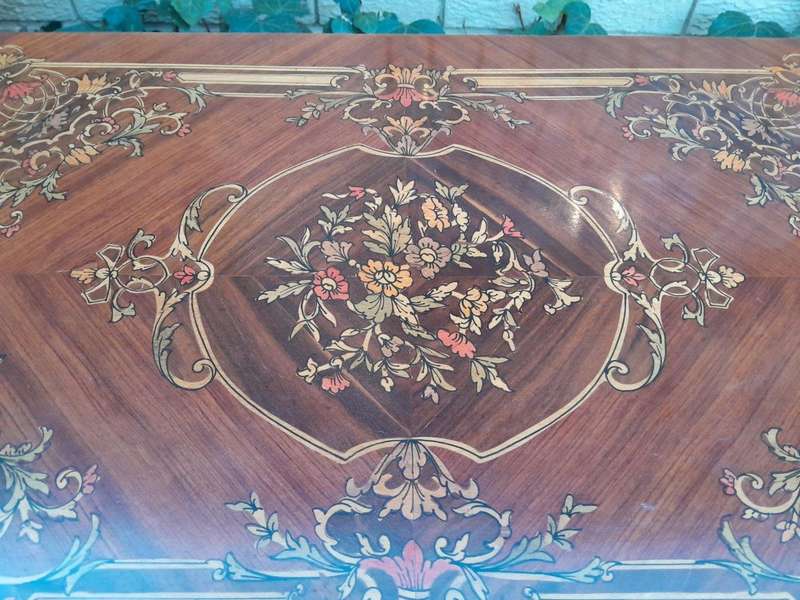 A 20th Century French Style Walnut and Gilt Metal  Games Table with Tooled Leather Top