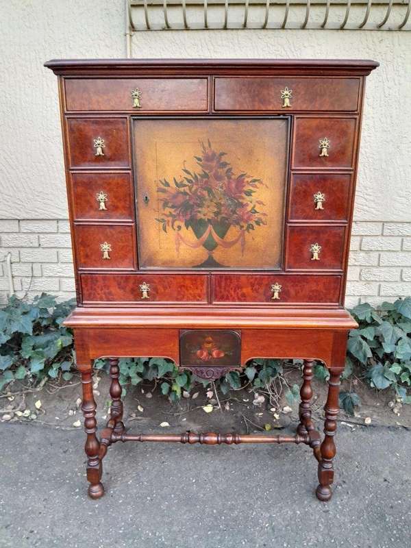 A 20th Century Burr-Walnut Chest on Stand