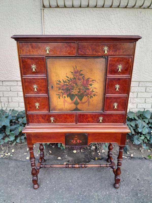 A 20th Century Burr-Walnut Chest on Stand