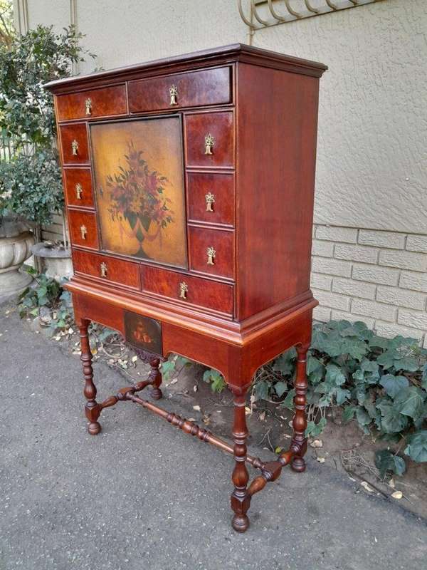 A 20th Century Burr-Walnut Chest on Stand