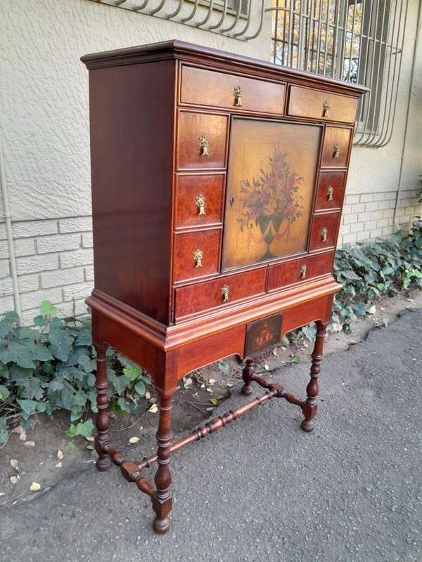 A 20th Century Burr-Walnut Chest on Stand