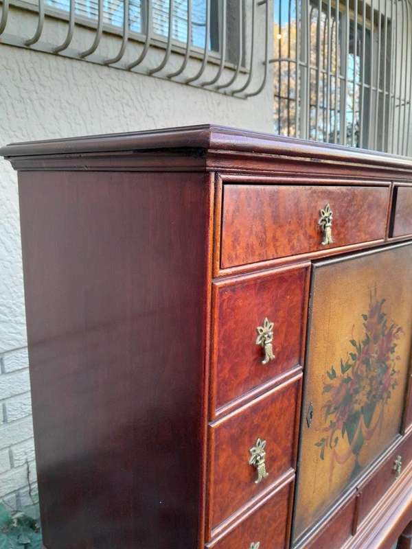 A 20th Century Burr-Walnut Chest on Stand