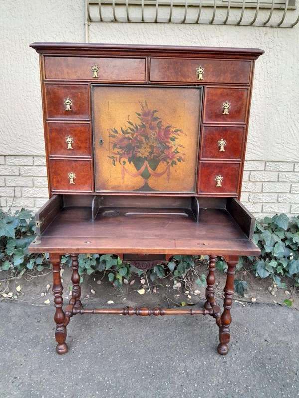 A 20th Century Burr-Walnut Chest on Stand