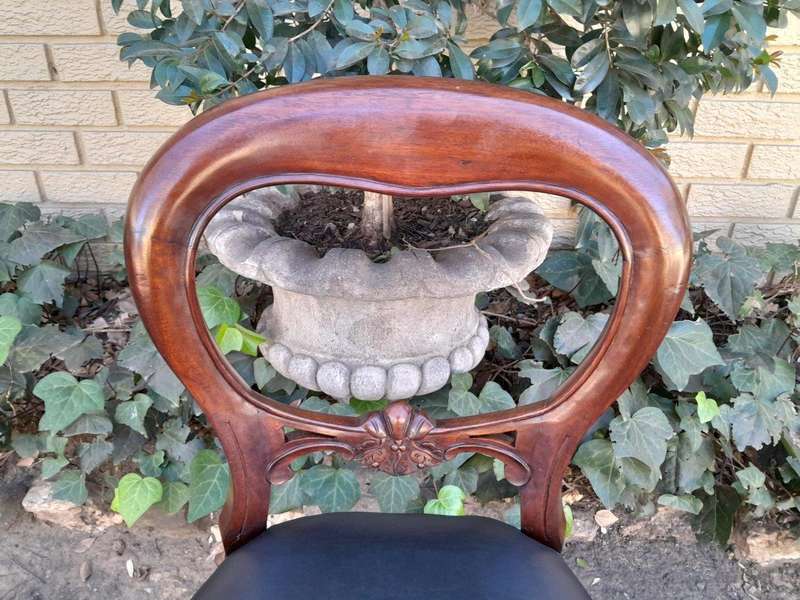 An Early 20th Century Victorian Set Of Ten Bustle Back Chairs Upholstered In Deep Button Leather