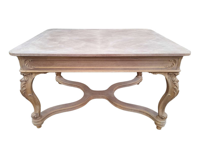 A 19th Century French Carved Walnut Entrance / Console / Tea Table In A Contemporary Bleached Finish