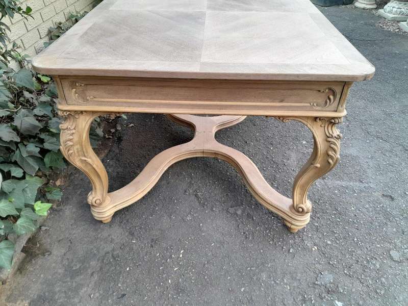 A 19th Century French Carved Walnut Entrance / Console / Tea Table In A Contemporary Bleached Finish