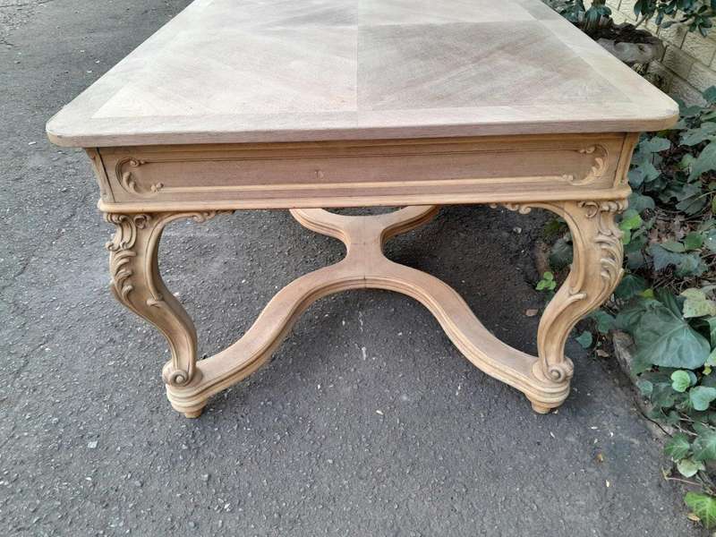 A 19th Century French Carved Walnut Entrance / Console / Tea Table In A Contemporary Bleached Finish