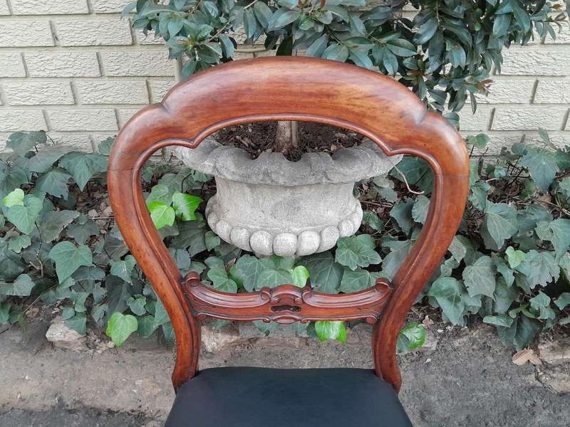 An Antique Set Of Six Victorian Carved Walnut Dining Chairs Upholstered In Leather