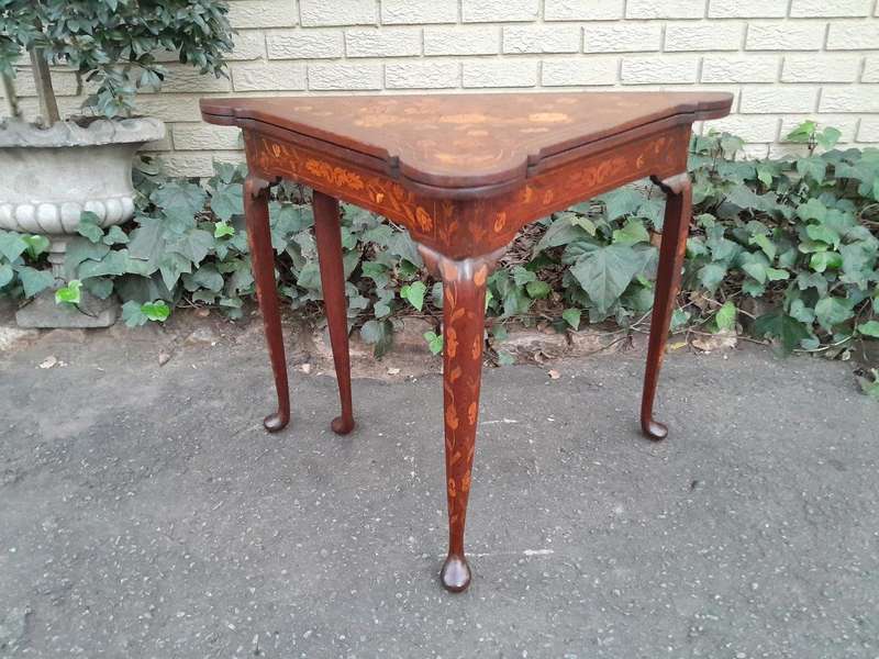 An Antique 19th Century Dutch Marquetry Card Table