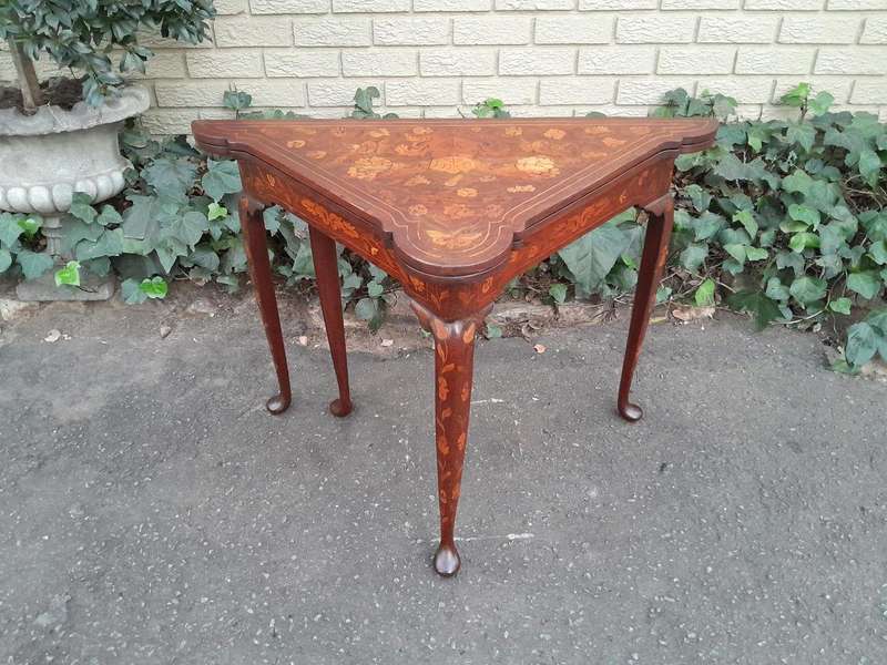 An Antique 19th Century Dutch Marquetry Card Table