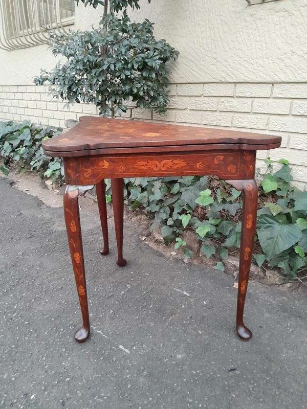 An Antique 19th Century Dutch Marquetry Card Table