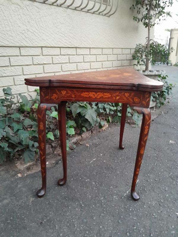 An Antique 19th Century Dutch Marquetry Card Table
