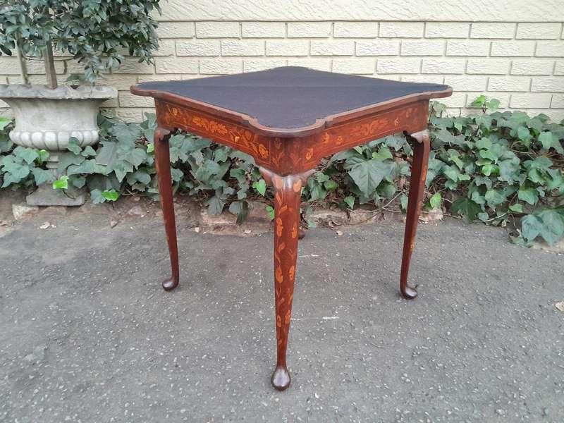 An Antique 19th Century Dutch Marquetry Card Table