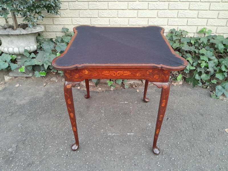 An Antique 19th Century Dutch Marquetry Card Table
