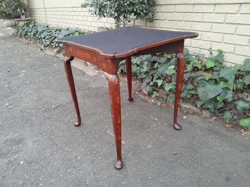 An Antique 19th Century Dutch Marquetry Card Table
