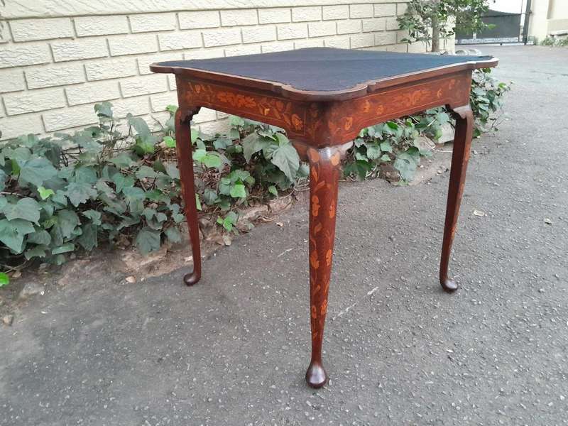 An Antique 19th Century Dutch Marquetry Card Table