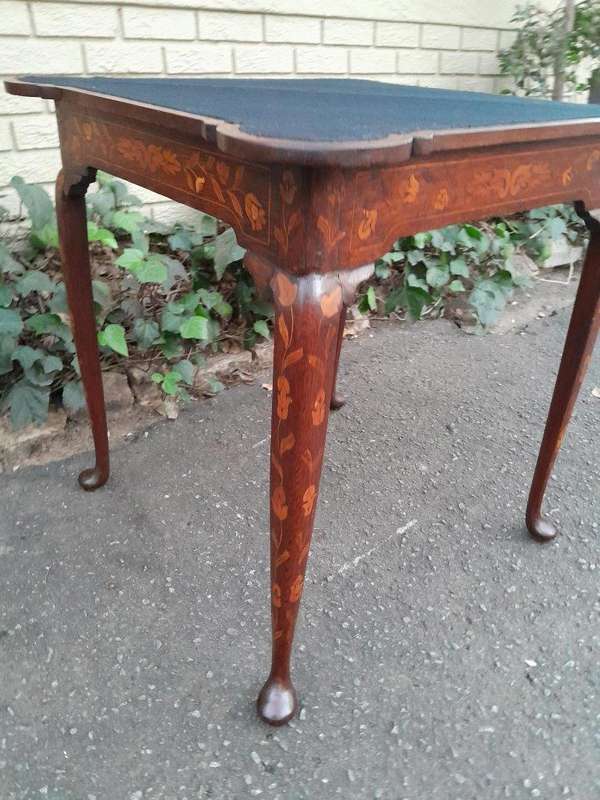 An Antique 19th Century Dutch Marquetry Card Table