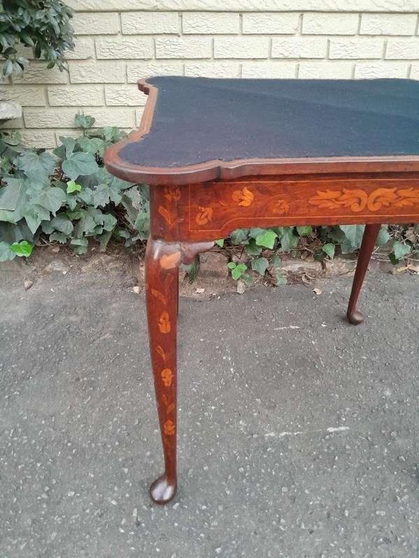An Antique 19th Century Dutch Marquetry Card Table