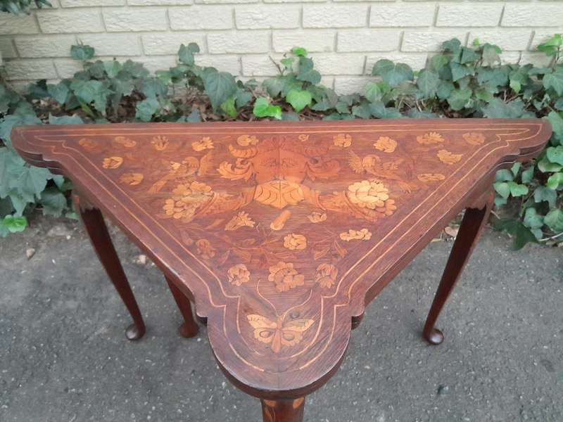 An Antique 19th Century Dutch Marquetry Card Table