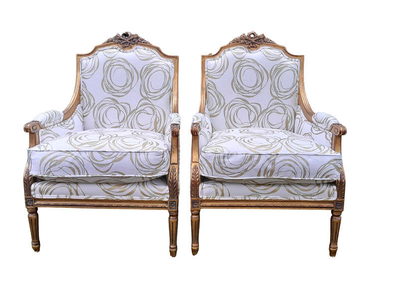 A 20th Century French Style Giltwood Armchairs