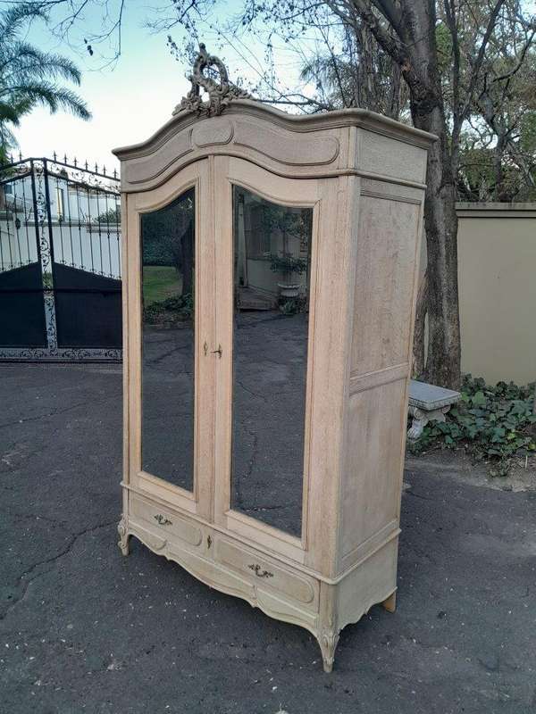 A 20th Century French Oak Armoire In A Contemporary Bleached Finish