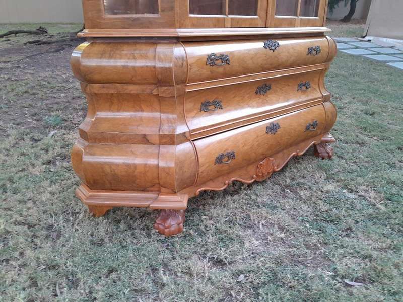 A 20th Century Dutch Walnut Display / Vitrine Cabinet in a Bleached Contemporary Finish