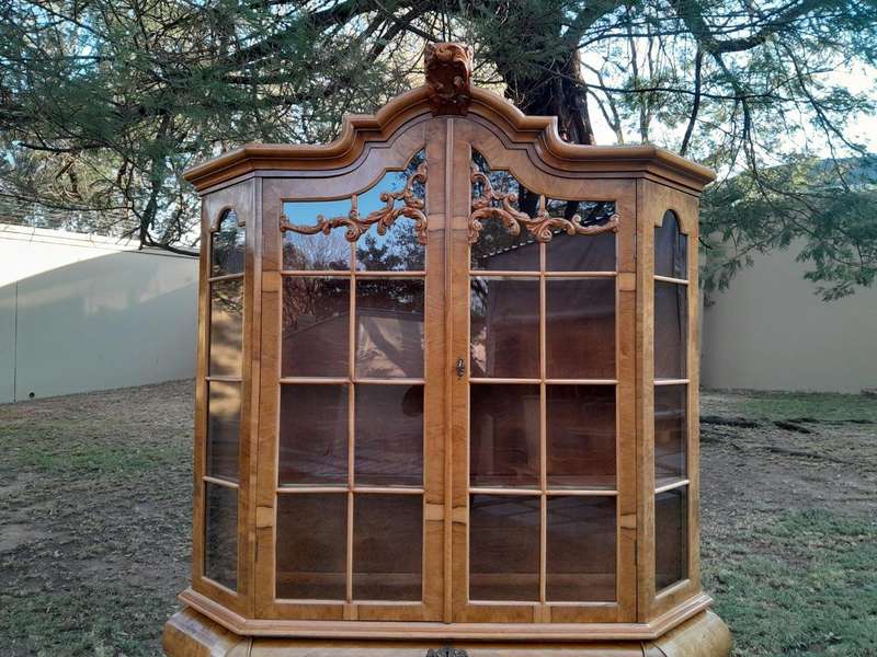 A 20th Century Dutch Walnut Display / Vitrine Cabinet in a Bleached Contemporary Finish