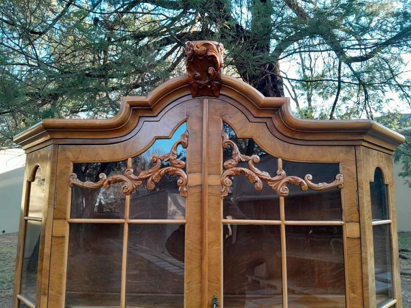 A 20th Century Dutch Walnut Display / Vitrine Cabinet in a Bleached Contemporary Finish