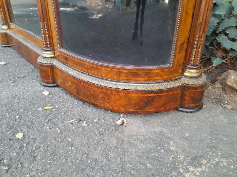 A 19th Century Circa 1860 Burr Walnut And Satinwood Credenza  /  Server  /  Buffet With Gild Meta...