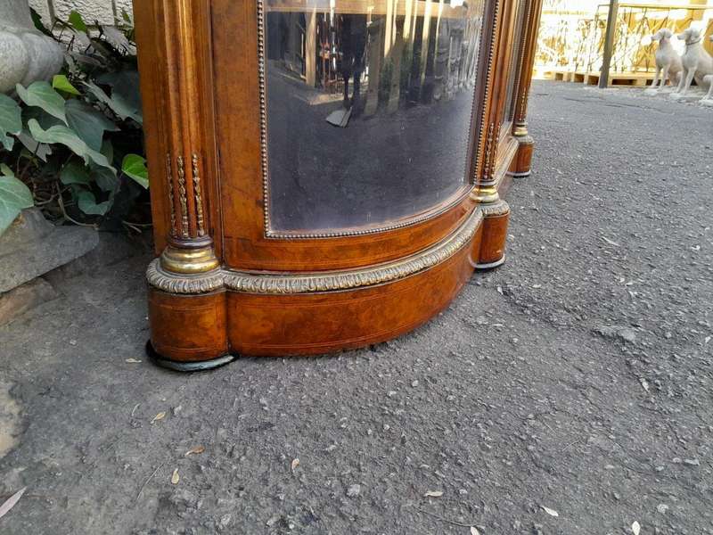 A 19th Century Circa 1860 Burr Walnut And Satinwood Credenza  /  Server  /  Buffet With Gild Meta...