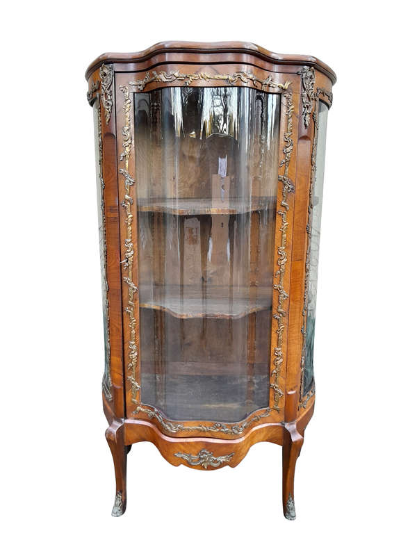 A 20th Century French Mahogany Vitrine With Gilded Metal Embellishments