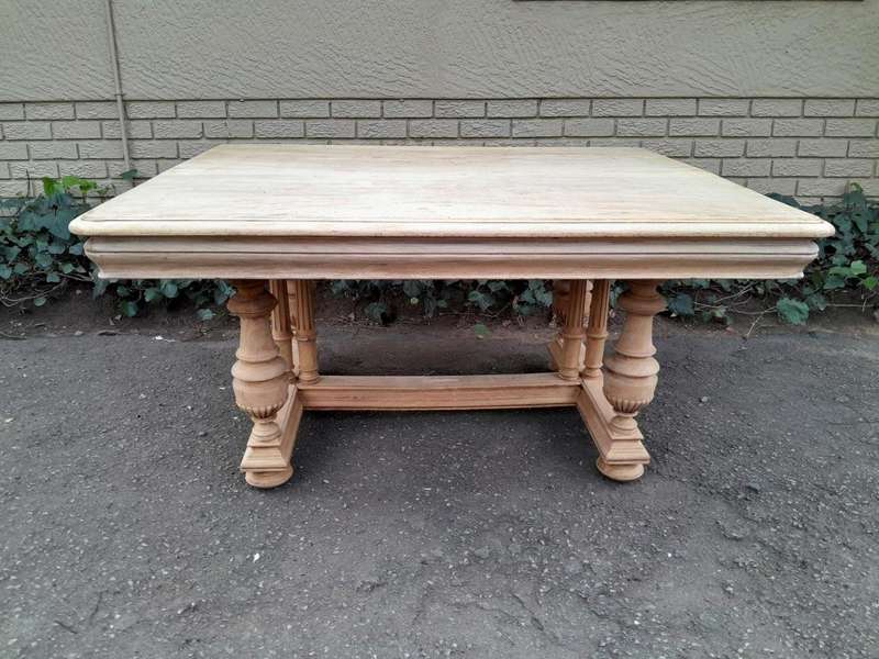 A 19th Century French Heavily Carved Walnut Table in a Contemporary Bleached Finish