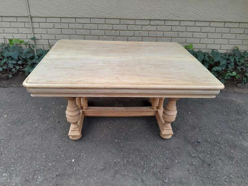 A 19th Century French Heavily Carved Walnut Table in a Contemporary Bleached Finish