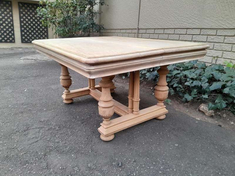 A 19th Century French Heavily Carved Walnut Table in a Contemporary Bleached Finish