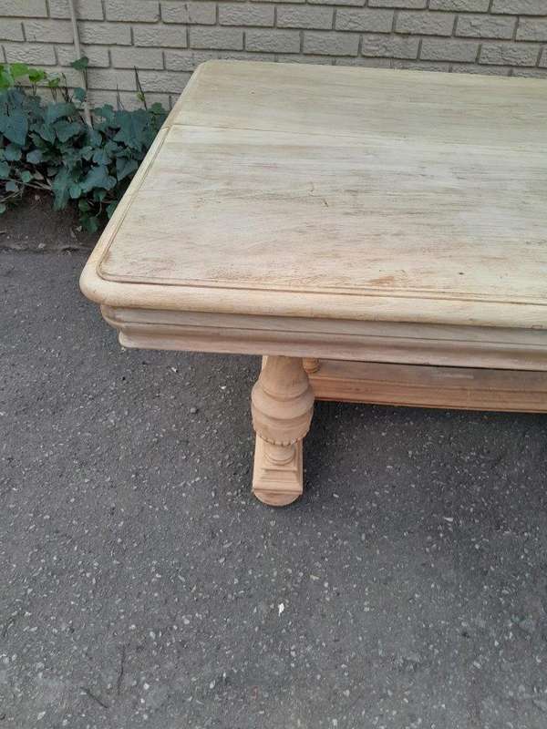 A 19th Century French Heavily Carved Walnut Table in a Contemporary Bleached Finish