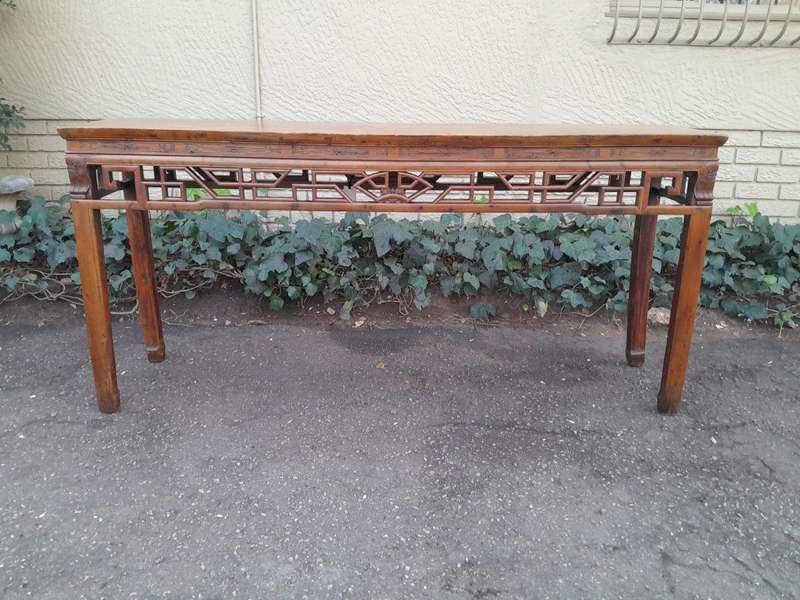 An Antique Early   20th Century Chinese Elmwood Server / Table with Good Patina