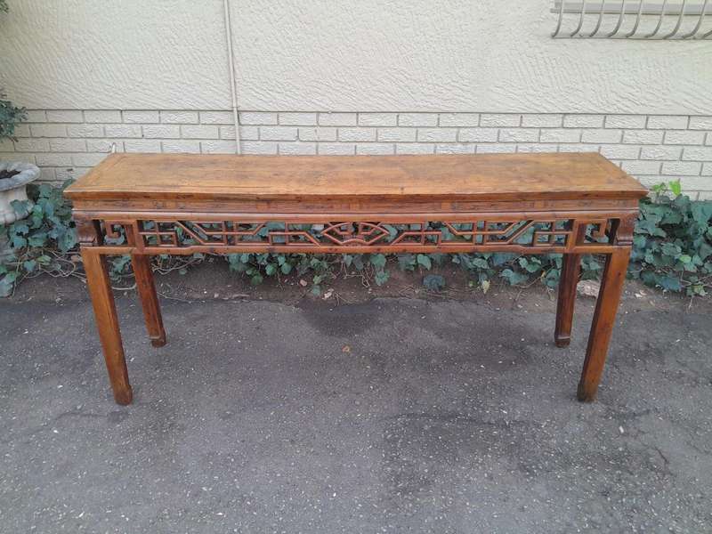 An Antique Early   20th Century Chinese Elmwood Server / Table with Good Patina