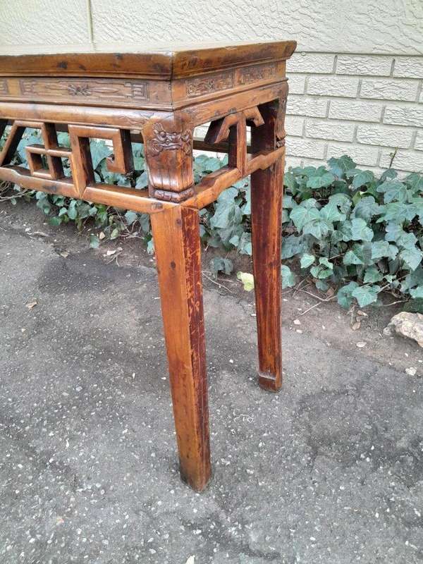 An Antique Early   20th Century Chinese Elmwood Server / Table with Good Patina