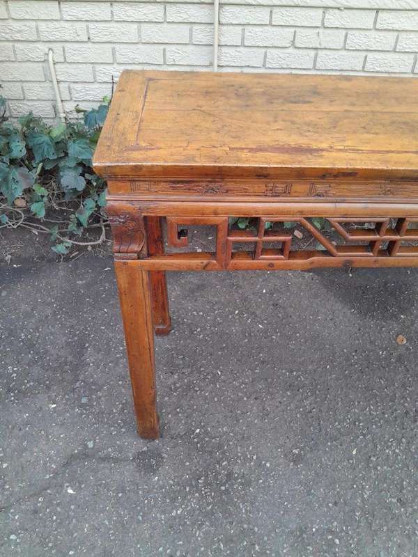 An Antique Early   20th Century Chinese Elmwood Server / Table with Good Patina
