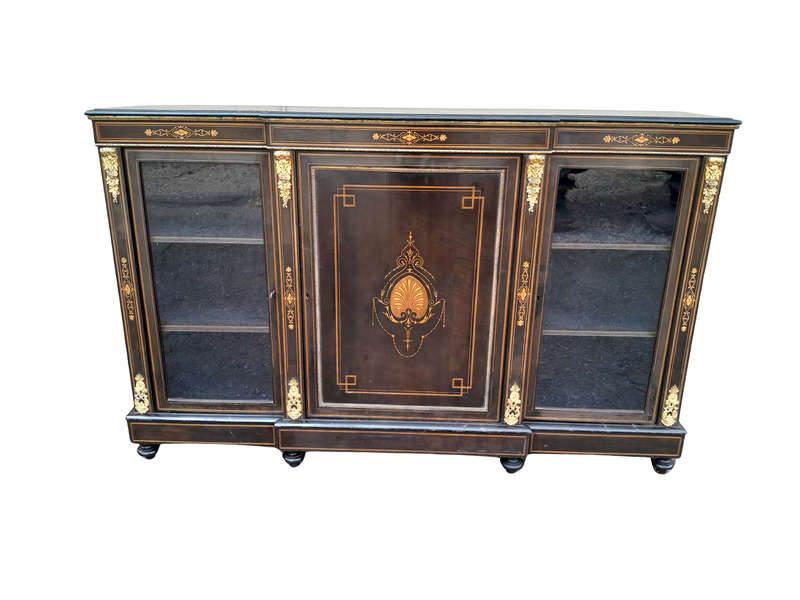 A 19th Century Napoleon III French Walnut Inlaid, Ebonised and Ormolu Credenza / Sideboard / Cabi...