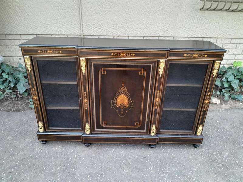 A 19th Century Napoleon III French Walnut Inlaid, Ebonised and Ormolu Credenza / Sideboard / Cabi...