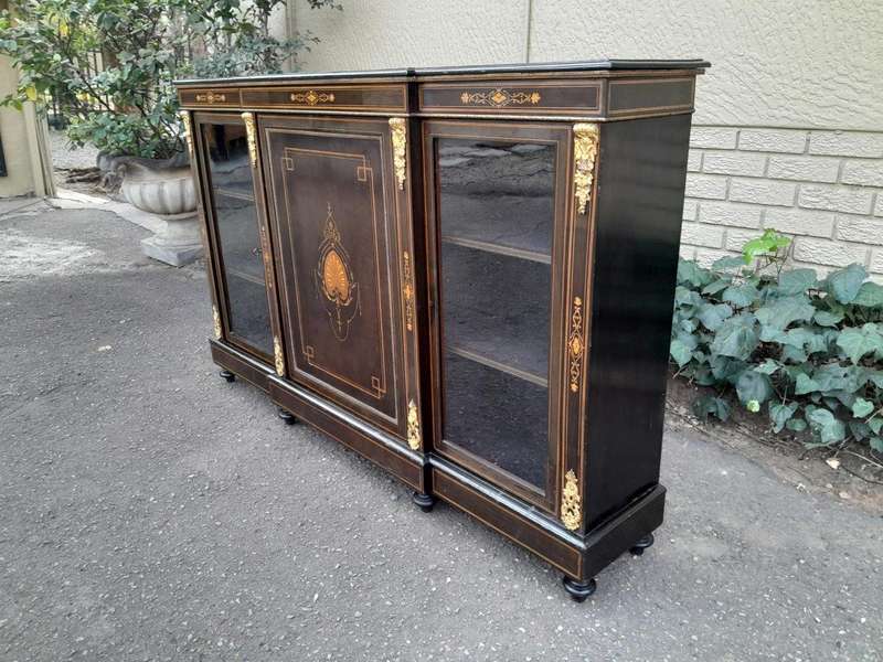 A 19th Century Napoleon III French Walnut Inlaid, Ebonised and Ormolu Credenza / Sideboard / Cabi...