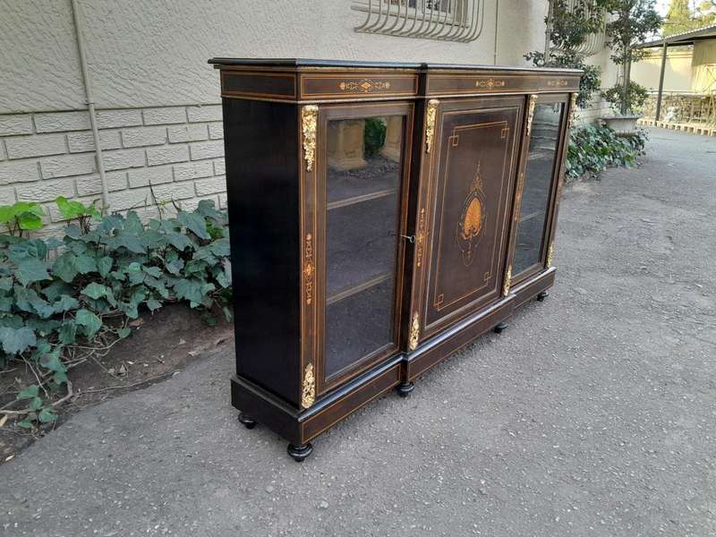 A 19th Century Napoleon III French Walnut Inlaid, Ebonised and Ormolu Credenza / Sideboard / Cabi...