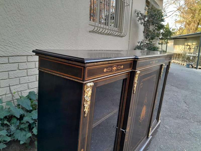 A 19th Century Napoleon III French Walnut Inlaid, Ebonised and Ormolu Credenza / Sideboard / Cabi...