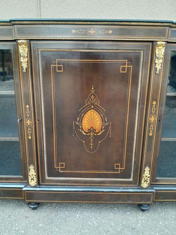 A 19th Century Napoleon III French Walnut Inlaid, Ebonised and Ormolu Credenza / Sideboard / Cabi...