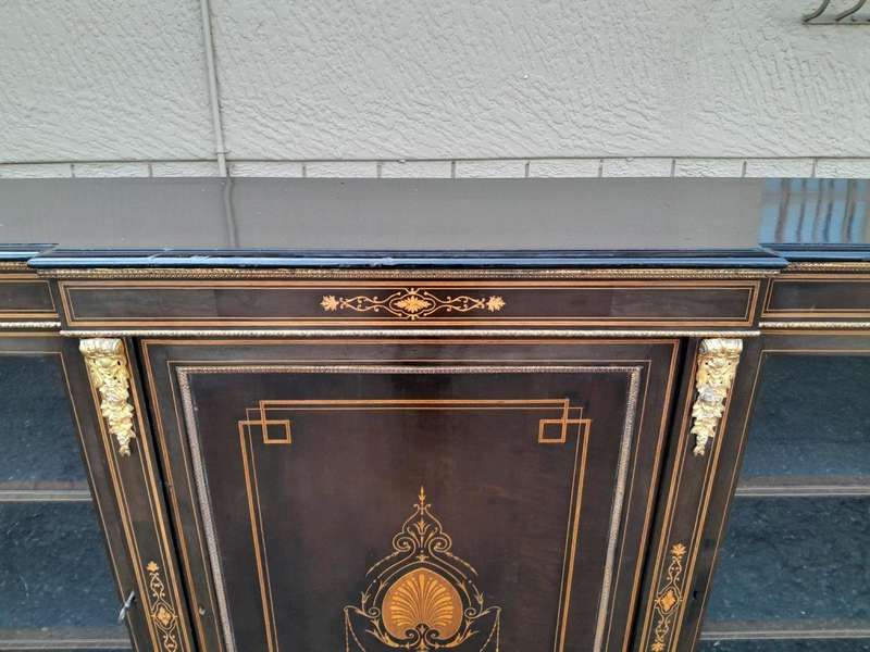 A 19th Century Napoleon III French Walnut Inlaid, Ebonised and Ormolu Credenza / Sideboard / Cabi...