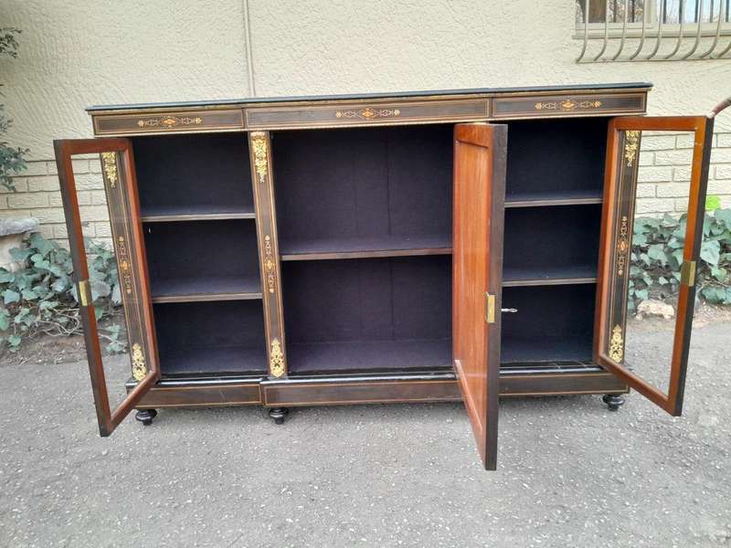 A 19th Century Napoleon III French Walnut Inlaid, Ebonised and Ormolu Credenza / Sideboard / Cabi...