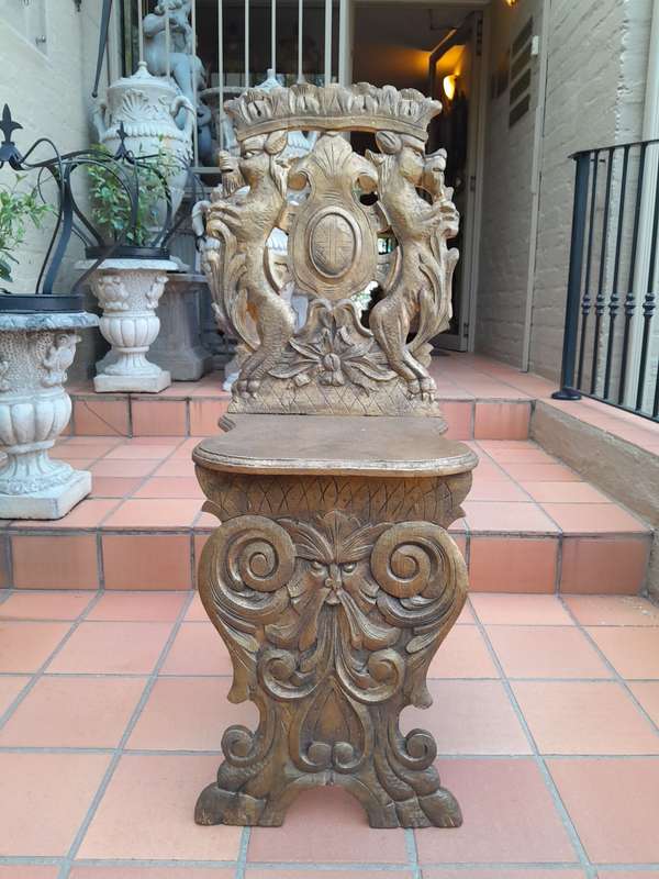 A 19th Century French Heavily Carved Oak Hand Gilded In Gold Leaf Statement Chair